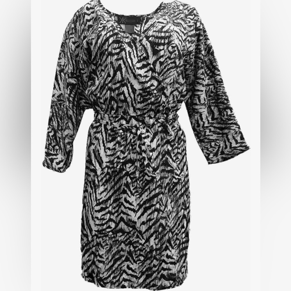 Kardashian Collection Black and White Zebra Animal Print Tunic Dress
